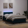 Łóżko kontynentalne z materacem i LED, ciemnoniebieskie, 120x210 cm