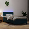 Łóżko kontynentalne z materacem i LED, ciemnoniebieskie, 100x220 cm
