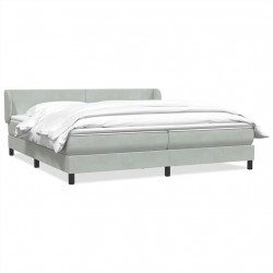 Łóżko typu Box Spring z materacami Jasnoszary 200x210cm Aksamit