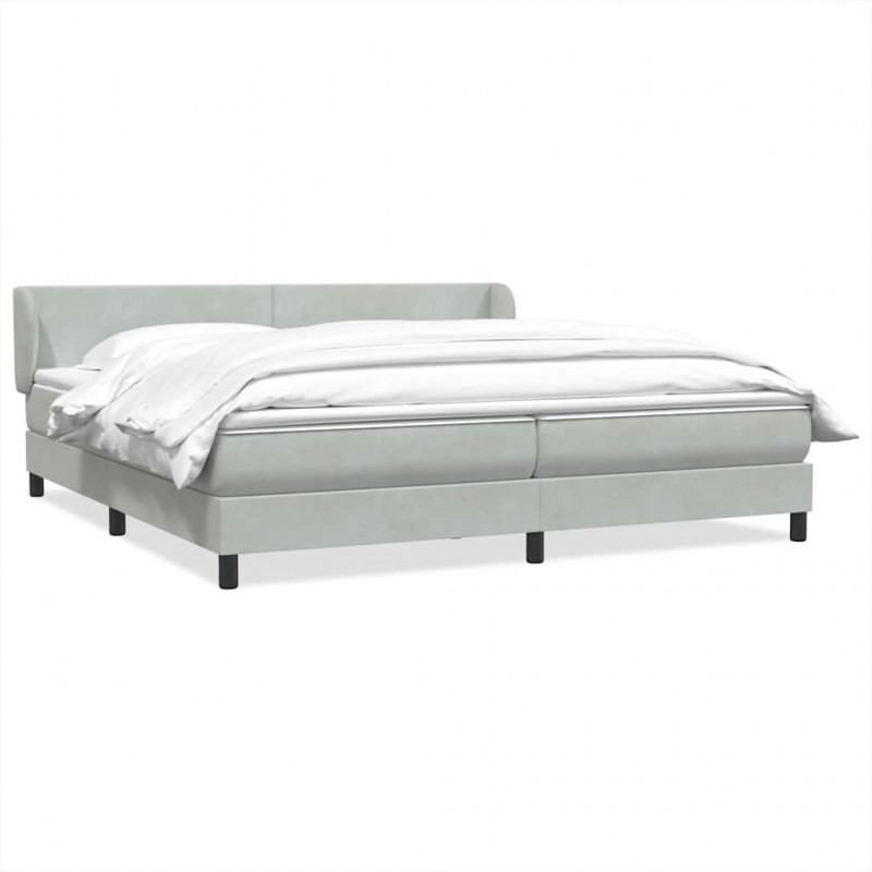Łóżko typu Box Spring z materacami Jasnoszary 200x210cm Aksamit