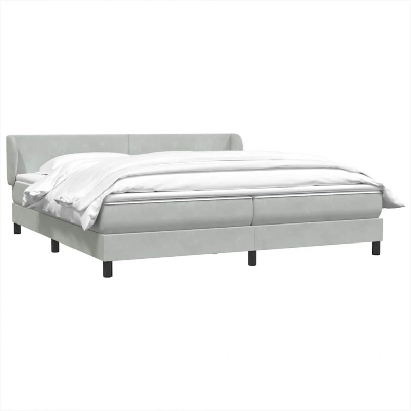 Łóżko typu Box Spring z materacami Jasnoszary 200x210cm Aksamit