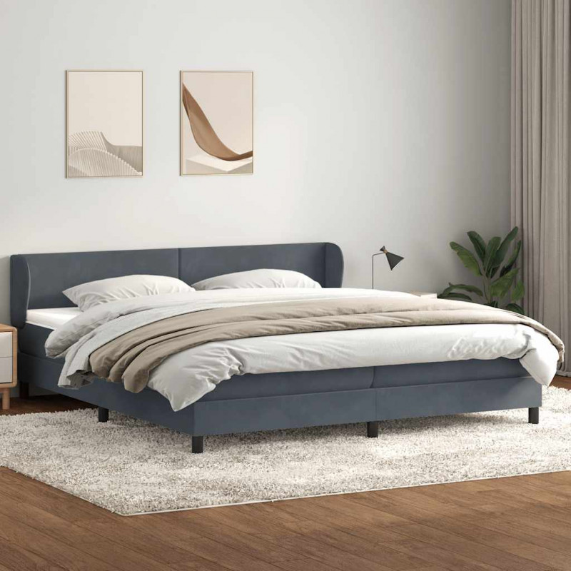 Łóżko typu Box Spring z materacami Ciemnoszary 200x220 cm