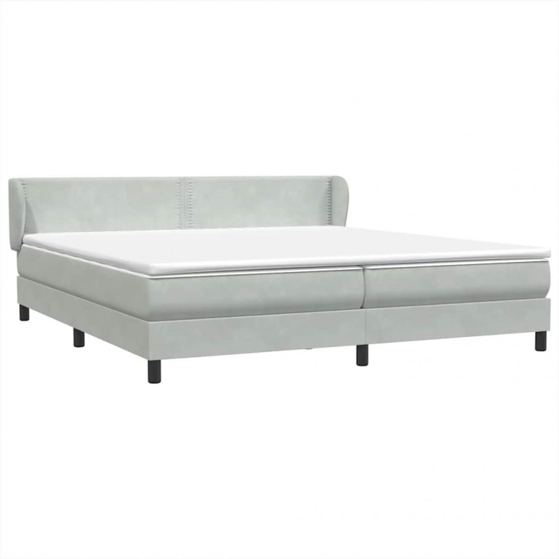 Łóżko typu Box Spring z materacami Jasnoszary 200x210cm Aksamit