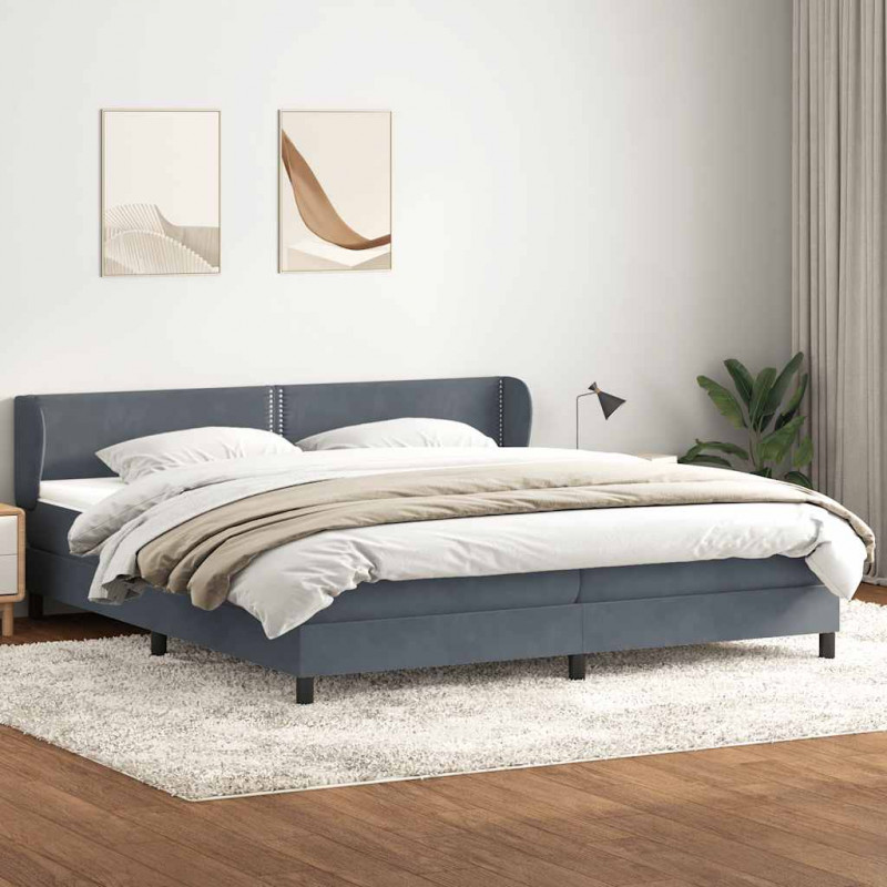 Łóżko typu Box Spring z materacami Ciemnoszary 200x220 cm