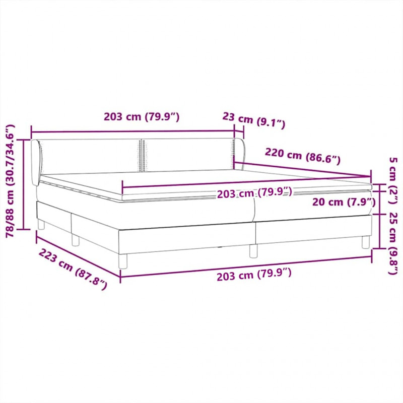Łóżko typu Box Spring z materacami Ciemnoniebieski 200x220 cm