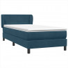 Łóżko kontynentalne z materacem, niebieskie, aksamit, 90x210 cm