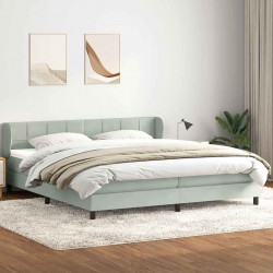 Łóżko typu Box Spring z materacami Jasnoszary 200x210cm Aksamit