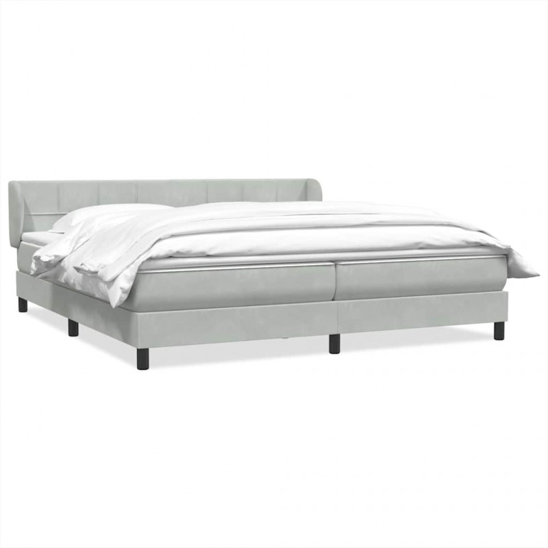 Łóżko typu Box Spring z materacami Jasnoszary 200x210cm Aksamit