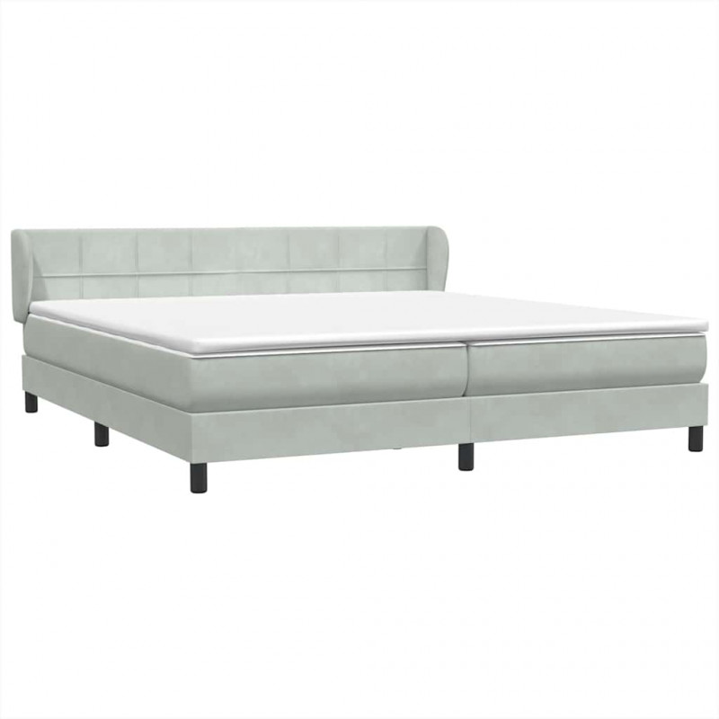 Łóżko typu Box Spring z materacami Jasnoszary 200x210cm Aksamit