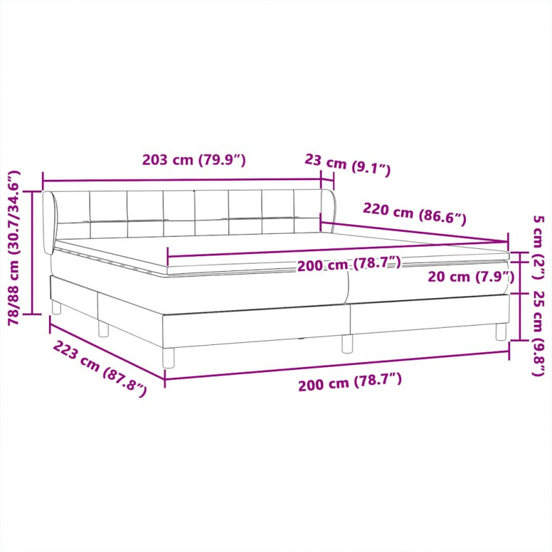 Łóżko typu Box Spring z materacami Ciemnoniebieski 200x220 cm