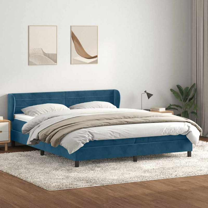 Łóżko typu Box Spring z materacami Ciemnoniebieski 200x220 cm