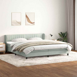 Łóżko typu Box Spring z materacami Jasnoszary 200x210cm Aksamit