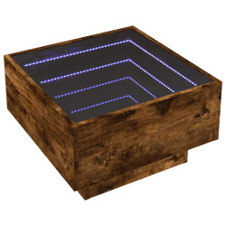 Stolik kawowy z LED, przydymiony dąb, 50x50x30 cm
