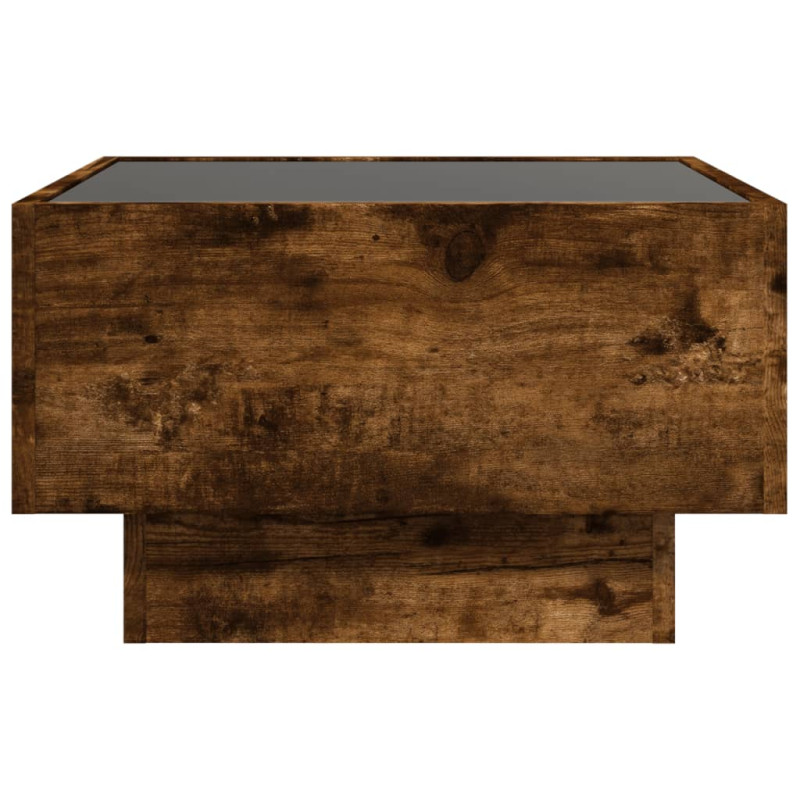 Stolik kawowy z LED, przydymiony dąb, 50x50x30 cm
