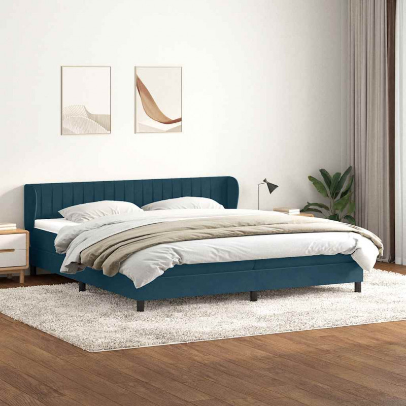 Łóżko typu Box Spring z materacami Ciemnoniebieski 200x220 cm