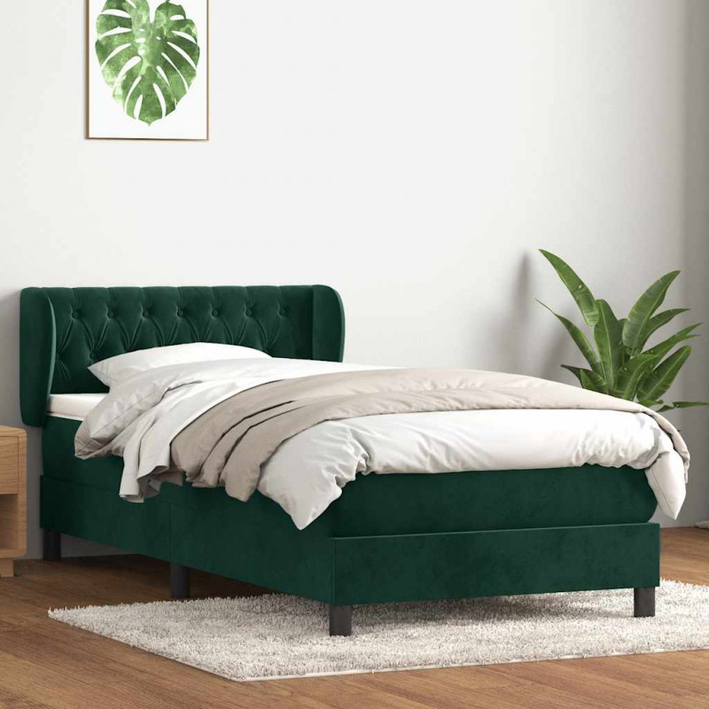 Łóżko kontynentalne z materacem ciemnozielony aksamit 80x210 cm