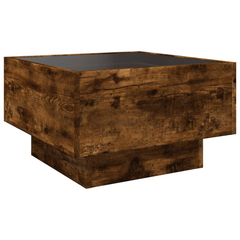 Stolik kawowy z LED, przydymiony dąb, 50x50x30 cm