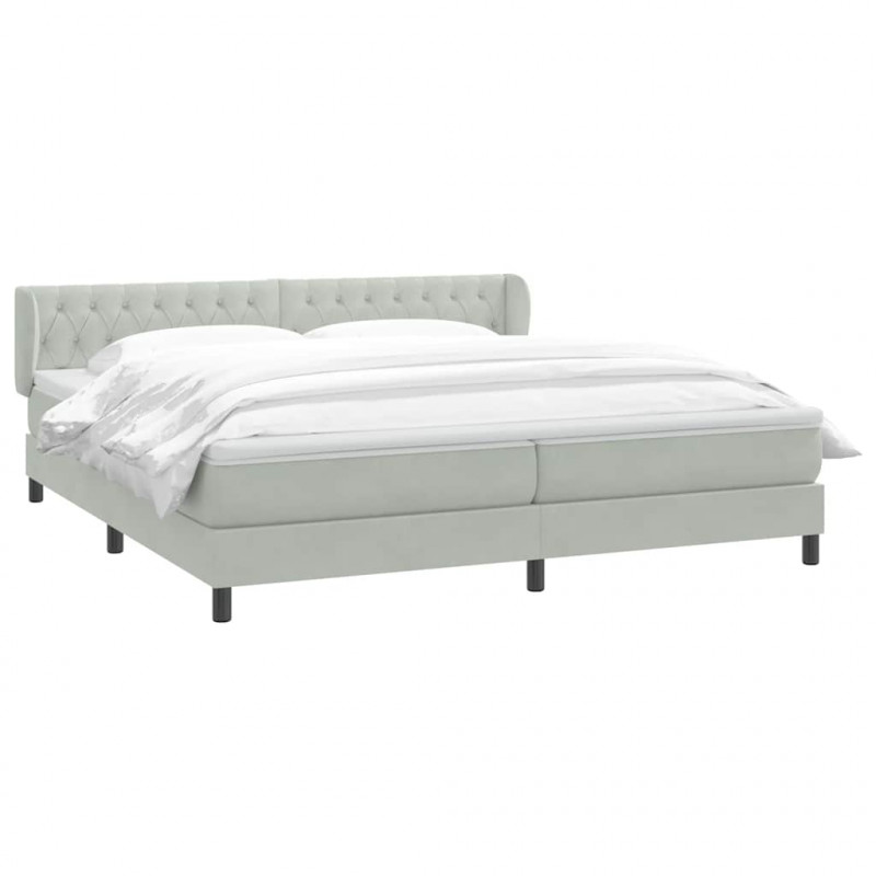 Łóżko typu Box Spring z materacami Jasnoszary 200x210cm Aksamit