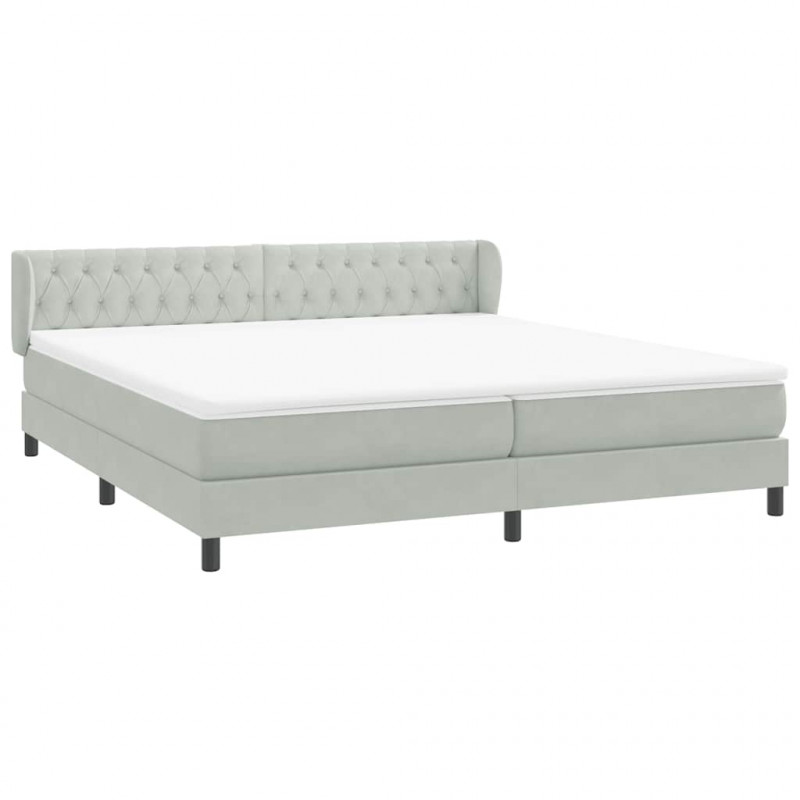 Łóżko typu Box Spring z materacami Jasnoszary 200x210cm Aksamit