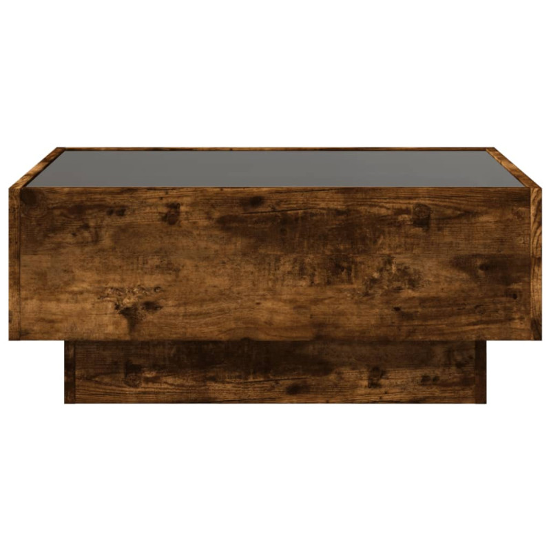 Stolik kawowy z LED, przydymiony dąb, 70x50x30 cm