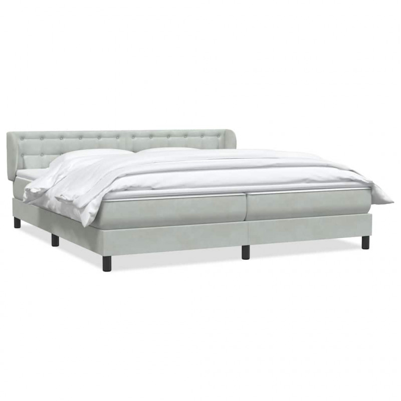 Łóżko typu Box Spring z materacami Jasnoszary 200x210cm Aksamit