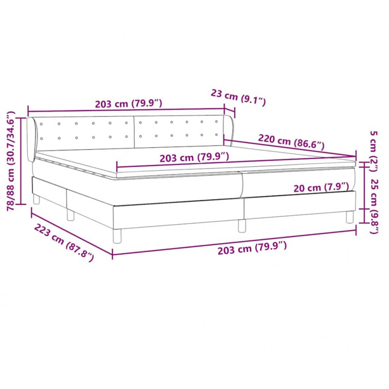 Łóżko typu Box Spring z materacami Ciemnoniebieski 200x220 cm