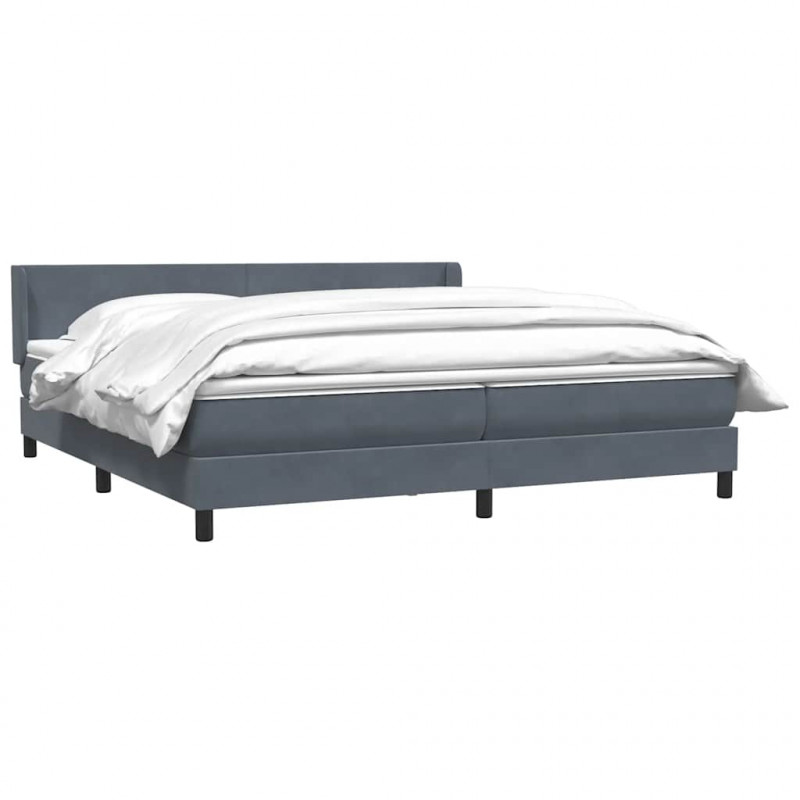 Łóżko typu Box Spring z materacem Ciemnoszary 200x220cm Aksamit