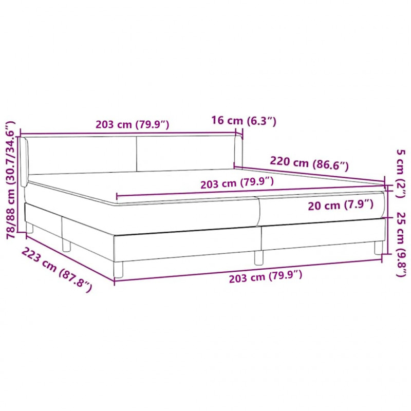 Łóżko typu Box Spring z materacem Ciemnoszary 200x220cm Aksamit