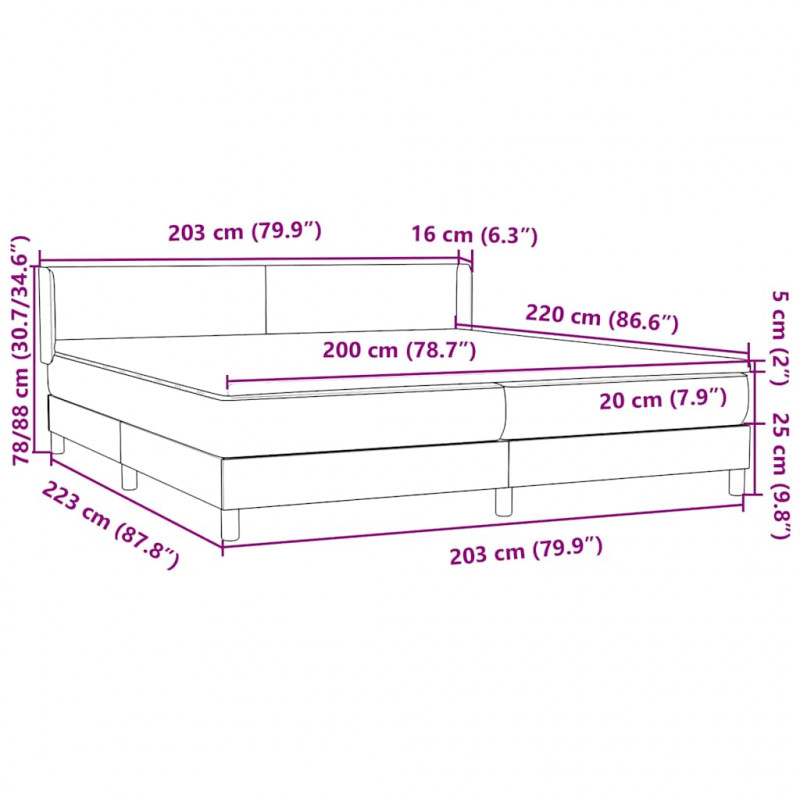 Łóżko typu Box Spring z materacem Ciemnoniebieski 200x220 cm