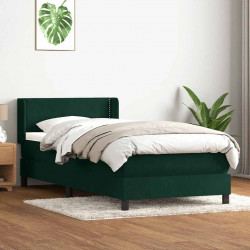 Łóżko kontynentalne z materacem ciemnozielony aksamit 90x210 cm