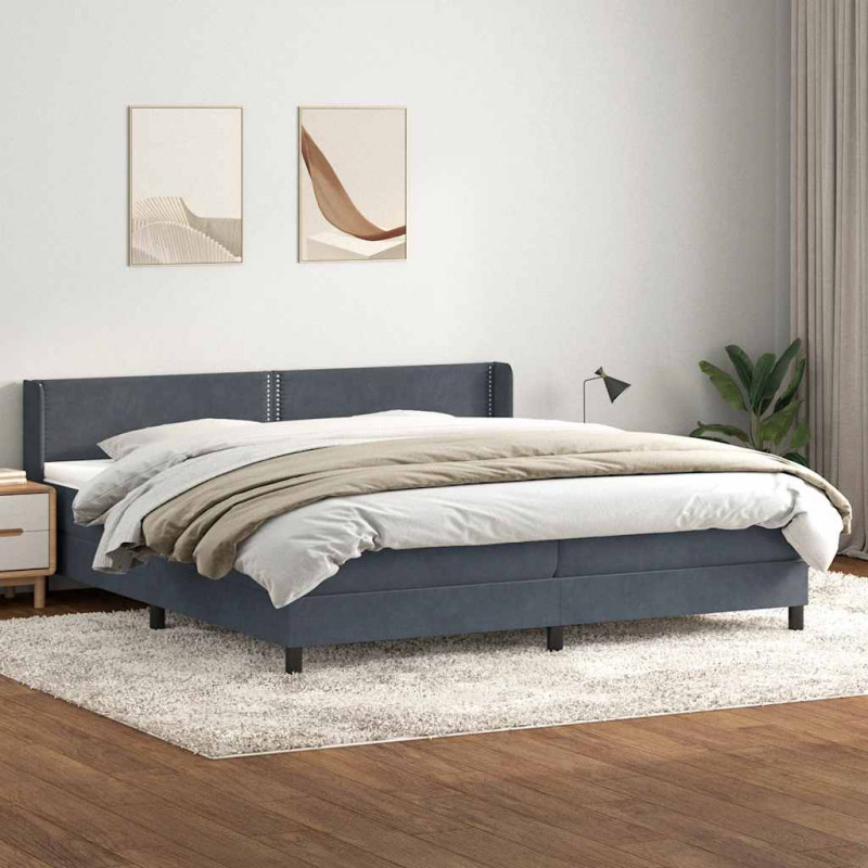 Łóżko typu Box Spring z materacem Ciemnoszary 200x220cm Aksamit