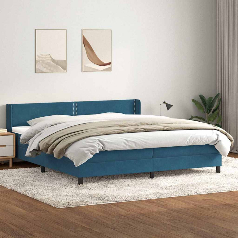 Łóżko typu Box Spring z materacem Ciemnoniebieski 200x220 cm