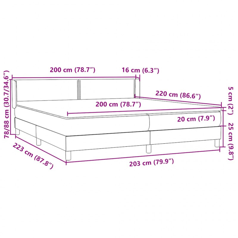 Łóżko typu Box Spring z materacem Ciemnoniebieski 200x220 cm