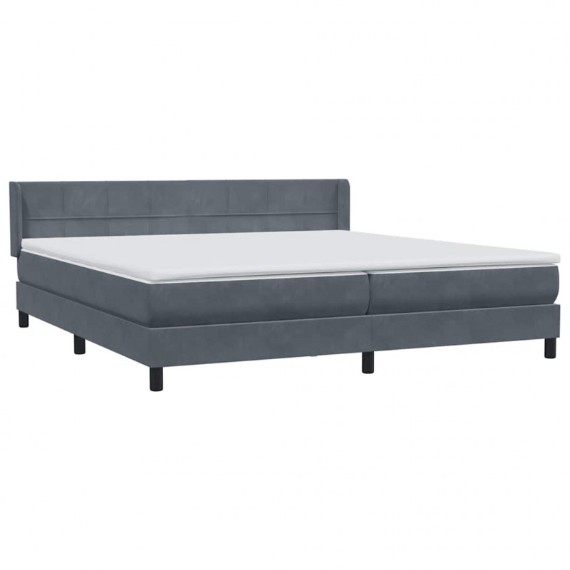 Łóżko typu Box Spring z materacem Ciemnoszary 200x220cm Aksamit