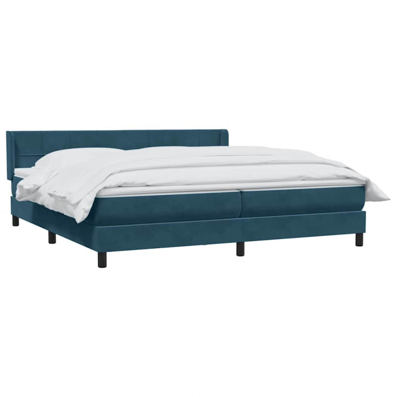 Łóżko typu Box Spring z materacem Ciemnoniebieski 200x220 cm