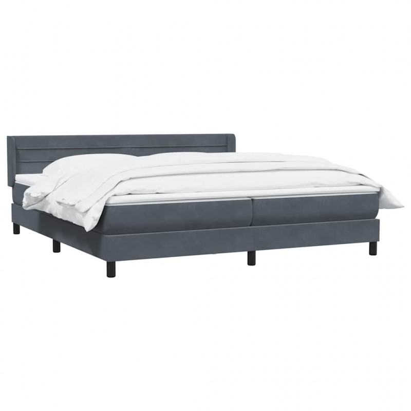 Łóżko typu Box Spring z materacem Ciemnoszary 200x220cm Aksamit