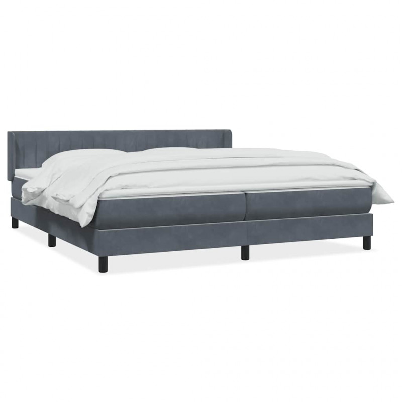 Łóżko typu Box Spring z materacem Ciemnoszary 200x220cm Aksamit