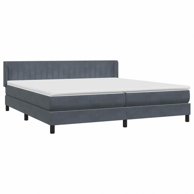 Łóżko typu Box Spring z materacem Ciemnoszary 200x220cm Aksamit