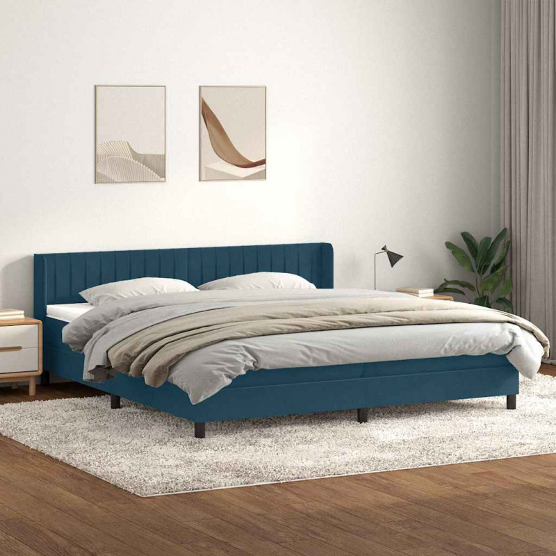 Łóżko typu Box Spring z materacem Ciemnoniebieski 200x220 cm