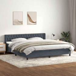 Łóżko typu Box Spring z materacem Ciemnoszary 200x220cm Aksamit