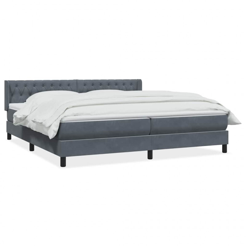 Łóżko typu Box Spring z materacem Ciemnoszary 200x220cm Aksamit