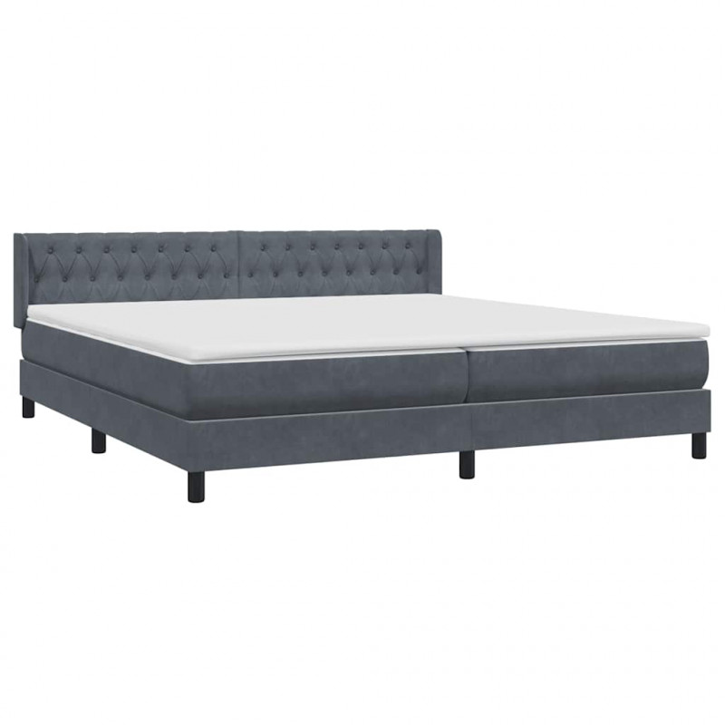 Łóżko typu Box Spring z materacem Ciemnoszary 200x220cm Aksamit