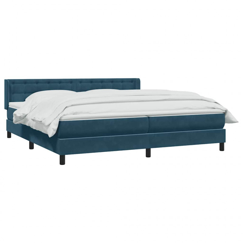 Łóżko typu Box Spring z materacem Ciemnoniebieski 200x220 cm