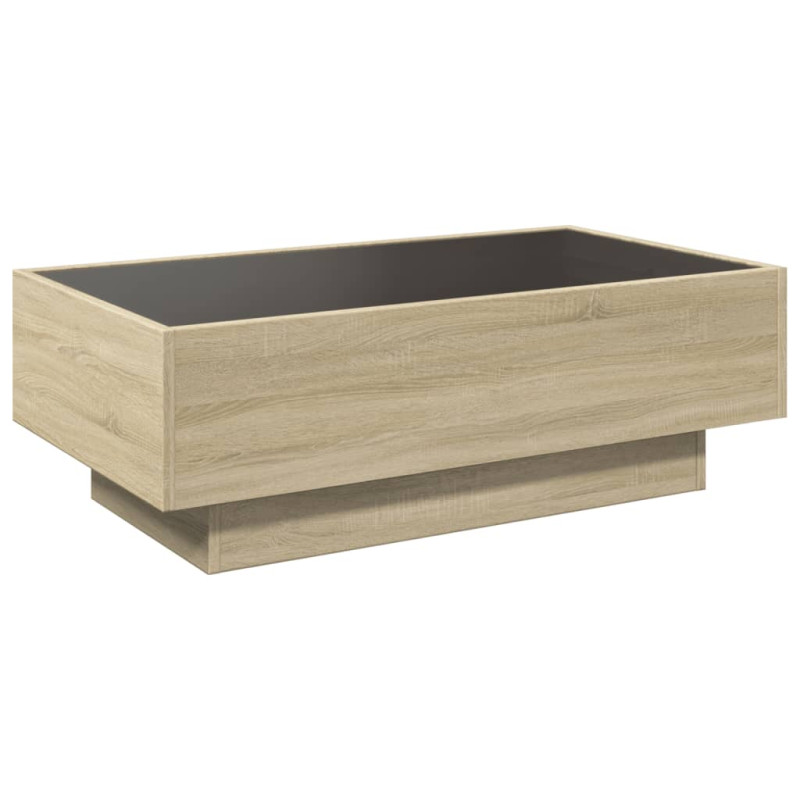 Stolik kawowy z LED, dąb sonoma, 90x50x30 cm