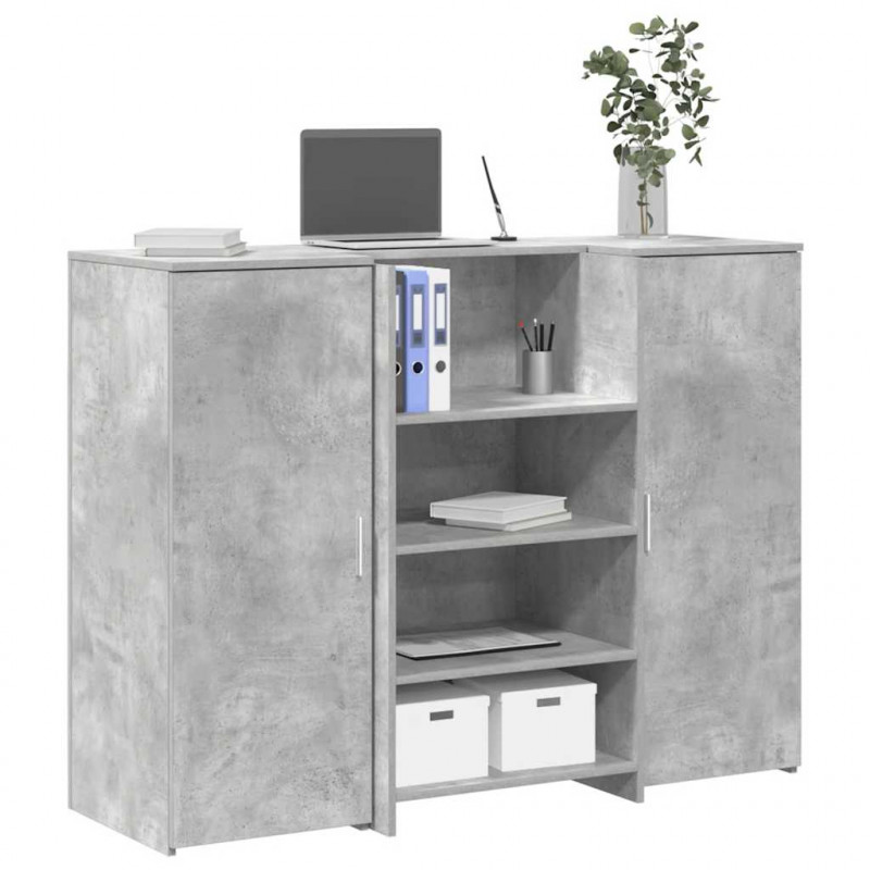 Biurko recepcyjne betonowe szare 135x50x103,5 cm drewno klejone