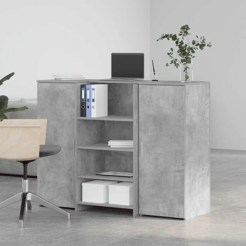 Biurko recepcyjne betonowe szare 135x50x103,5 cm drewno klejone
