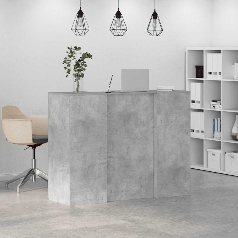 Biurko recepcyjne betonowe szare 135x50x103,5 cm drewno klejone