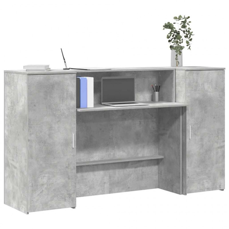 Biurko recepcyjne betonowe szare 180x50x103,5 cm drewno klejone
