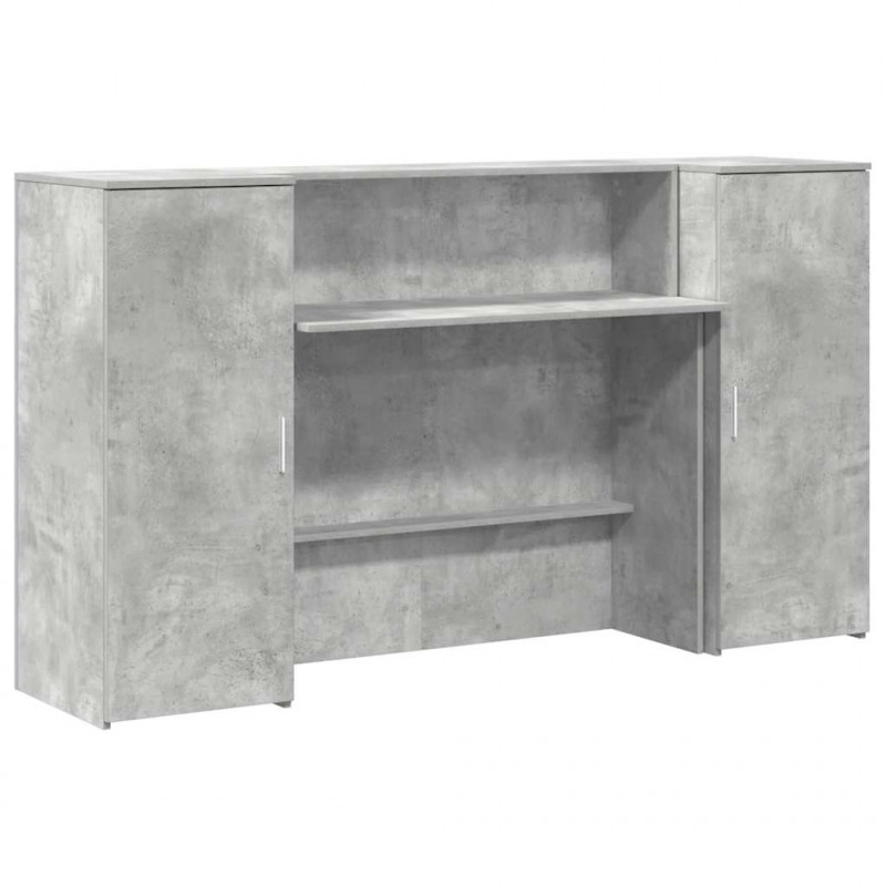 Biurko recepcyjne betonowe szare 180x50x103,5 cm drewno klejone