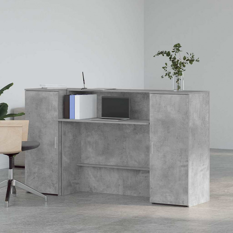 Biurko recepcyjne betonowe szare 180x50x103,5 cm drewno klejone